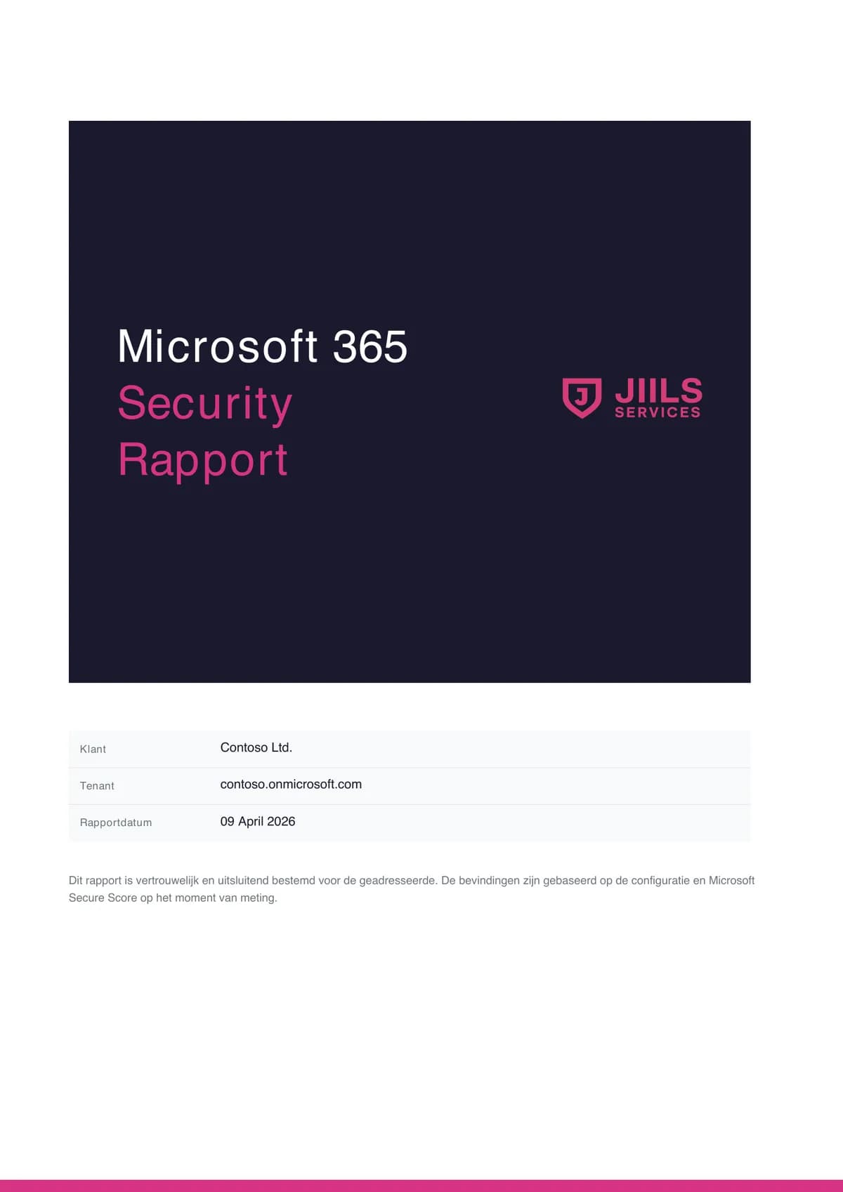 Voorbeeld: cover van het Microsoft 365 security rapport